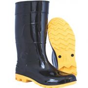 Bota PVC Cano Médio 28 Sem Forro Preta/Amarela N38 Safety Boots