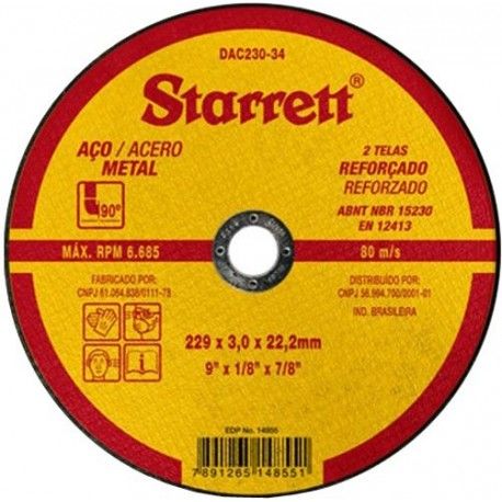 Disco Abrasivo de Corte 229X3.0x22.2MM Starrett