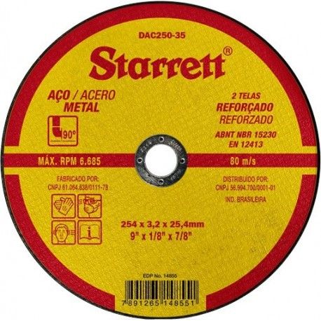 Disco Abrasivo de Corte 254X3.2x25.4MM Starrett