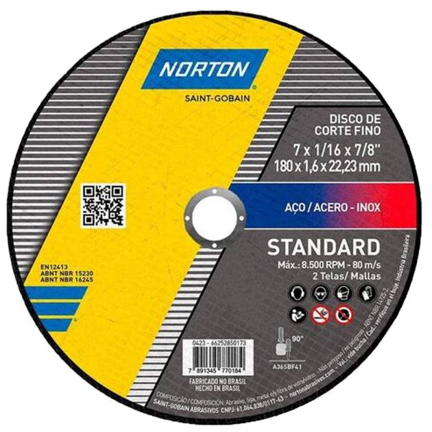 Disco de Corte Standard 180x1.6x22.23MM Norton