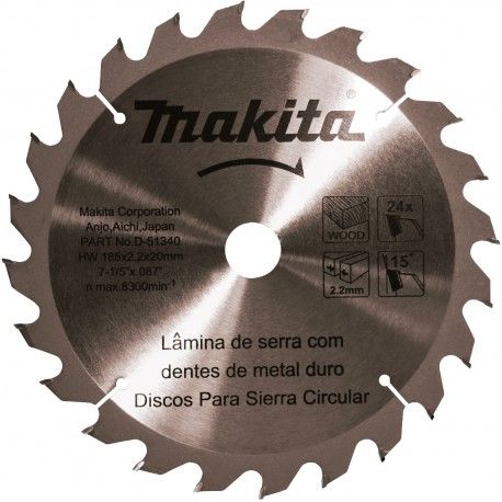 Disco de Serra Madeira 185x20MM 24 Dentes Makita