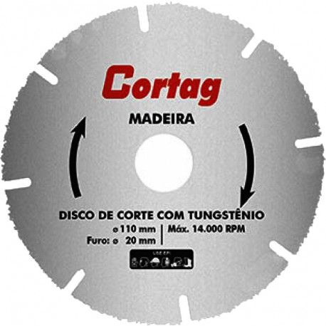 Disco Diamantado Madeira Tungstênio 110x20MM Cortag
