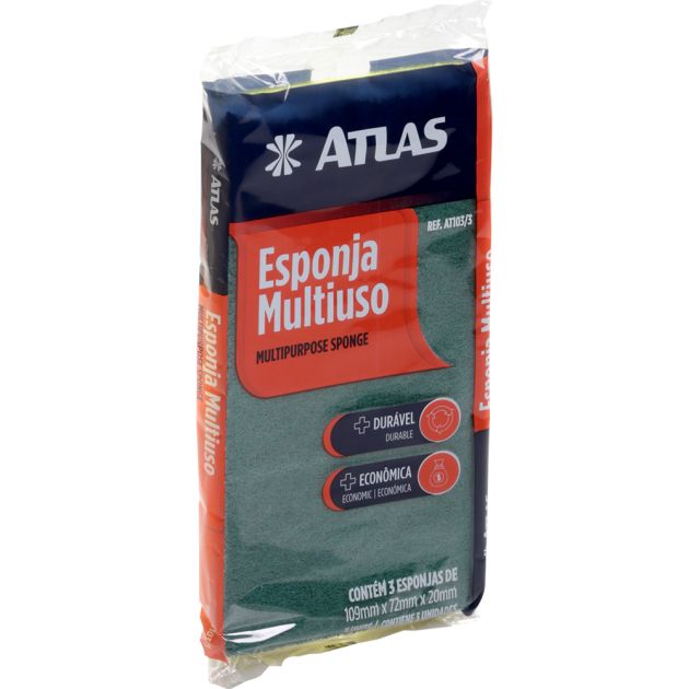 Esponja Multiuso de Limpeza 3 Unidades Atlas