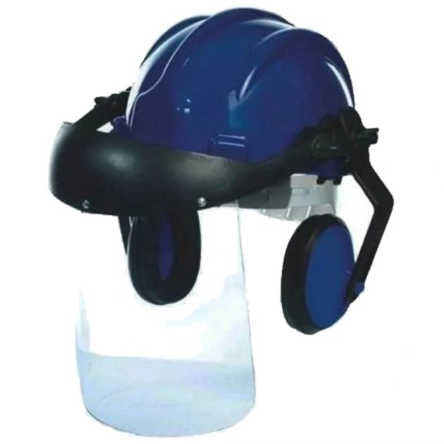 Kit Capacete Plástico + Protetor Auditivo + Protetor Facial Acoplados Plastcor