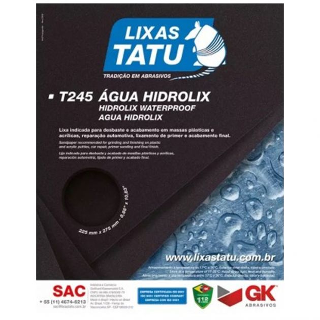 Lixa D'Água Hidrolix Gr240 50 Unidades Tatu