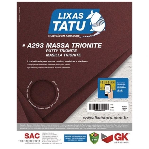 Lixa Massa Trionite Gr180 50 Unidades Tatu