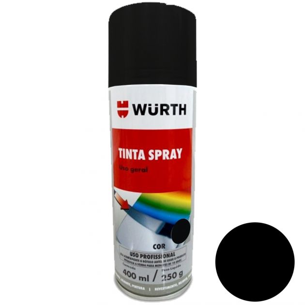 Tinta Spray 400ML/250G Preto Brilhante Wurth